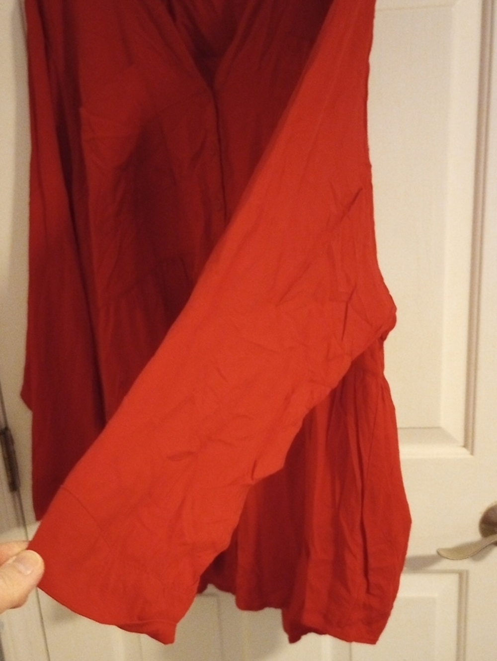 Orange-Red Button Front Tunic - Picture 4 of 7